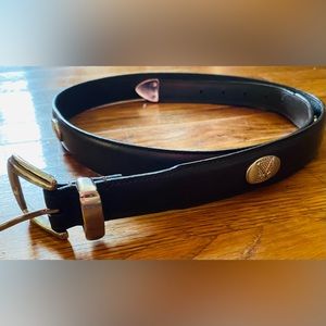 SNAKE EYES Men's Brown Leather Golf Metal Concho Belt, size 42